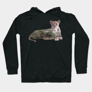 Lioness - double exposure - Africa Hoodie